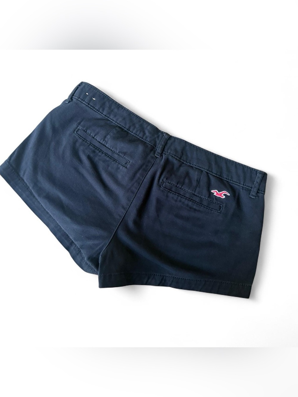 Hollister Women's Dark Navy High-Waist Cotton Shorts - Picture 2 of 3
